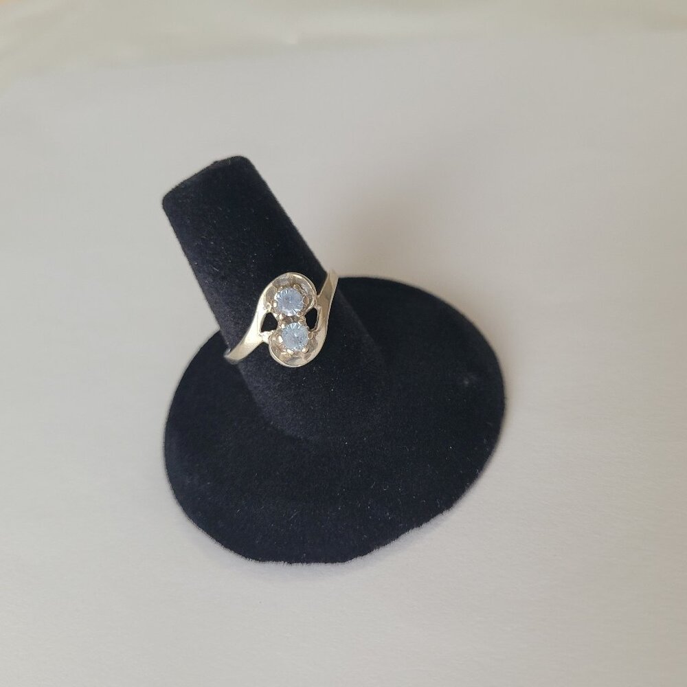 1960s Blue Topaz Ring 10k Vintage White Gold Dason December Birthstone - Picture 3 of 15